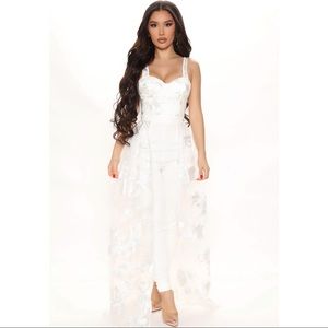 NWT Fashion Nova Love and Lace Jumpsuit in Ivory